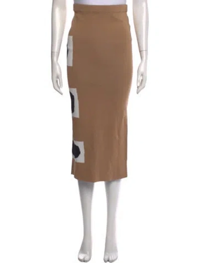 Pre-owned Staud Graphic Print Midi Length Skirt In Neutral