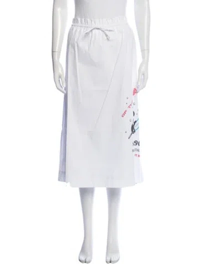 Pre-owned Staud Graphic Print Midi Length Skirt W/ Tags In White