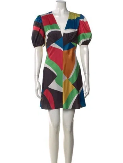 Pre-owned Staud Graphic Print Mini Dress In Black