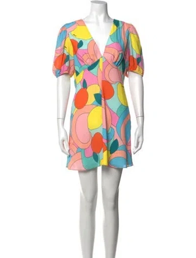Pre-owned Staud Graphic Print Mini Dress In Pink