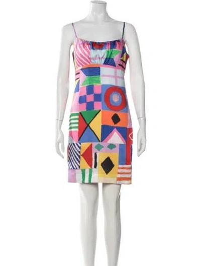 Pre-owned Staud Graphic Print Mini Dress In Pink