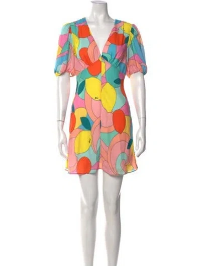 Pre-owned Staud Graphic Print Mini Dress In Pink