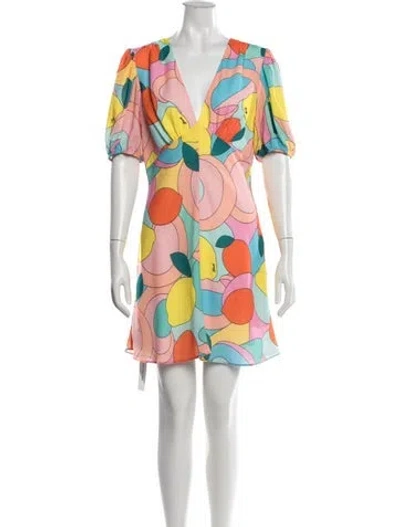 Pre-owned Staud Graphic Print Mini Dress In Pink