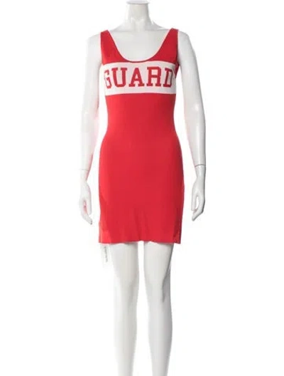 Pre-owned Staud Graphic Print Mini Dress In Red