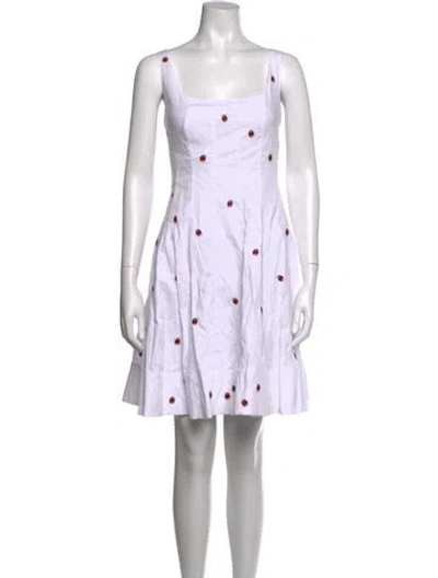 Pre-owned Staud Graphic Print Mini Dress W/ Tags In White