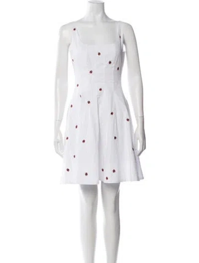 Pre-owned Staud Graphic Print Mini Dress In White