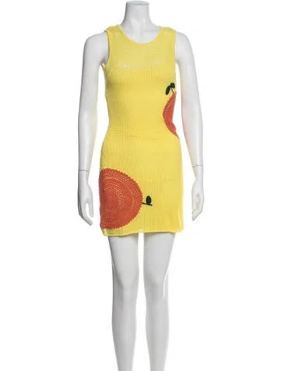 Pre-owned Staud Graphic Print Mini Dress In Yellow