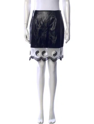 Pre-owned Staud Graphic Print Mini Skirt In Black