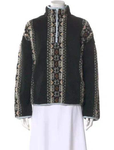 Pre-owned Staud Graphic Print Mock Neck Sweatshirt In Black