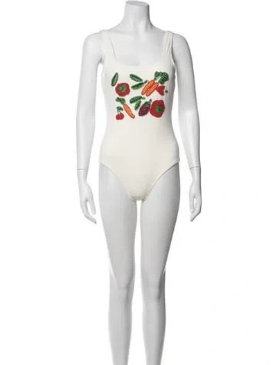 Pre-owned Staud Graphic Print One-piece In Red/white