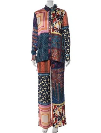 Pre-owned Staud Graphic Print Pant Set In Red
