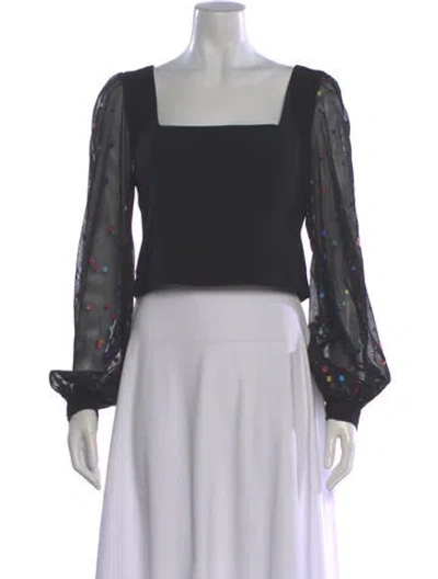 Pre-owned Staud Graphic Print Square Neckline Crop Top In Gray