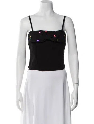 Pre-owned Staud Graphic Print Square Neckline Crop Top W/ Tags In Black