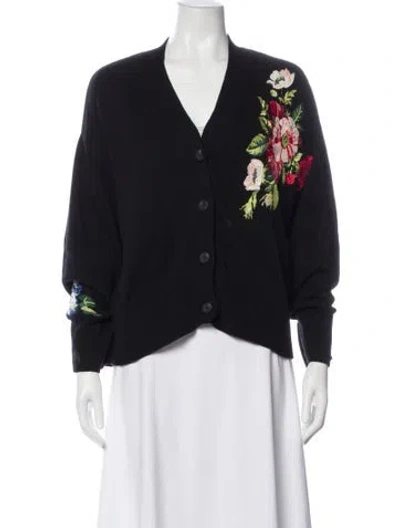 Pre-owned Staud Graphic Print V-neck Sweater In Blue