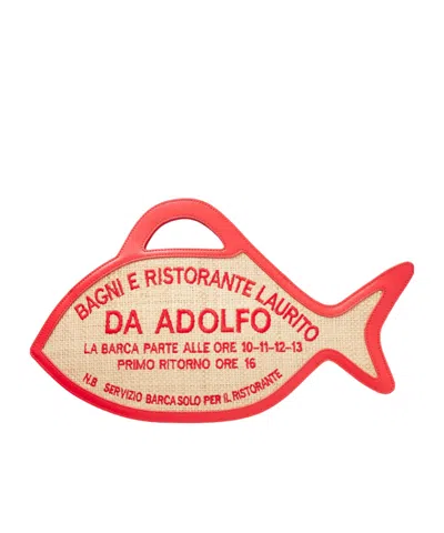 Staud Grass-woven Fish-shaped Bag In Multi