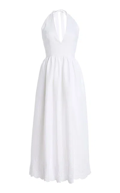 Staud Grazia Linen Midi Halter Dress In White