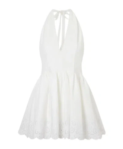 Staud Grazia Pleated Mini Dress In White