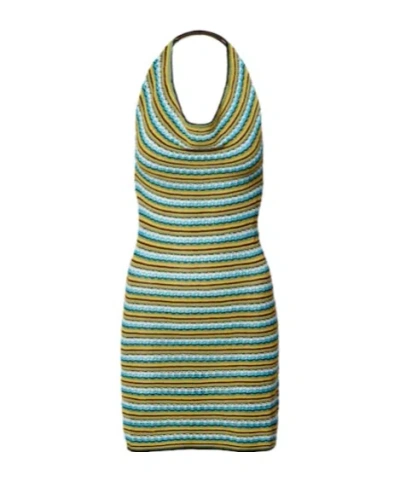 Staud Greta Striped Cotton Minidress In Green