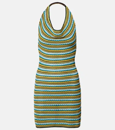 Staud Greta Striped Cotton Minidress In Green