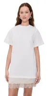 Staud Grier Silk And Lace-trimmed Cotton-jersey Mini Dress In White