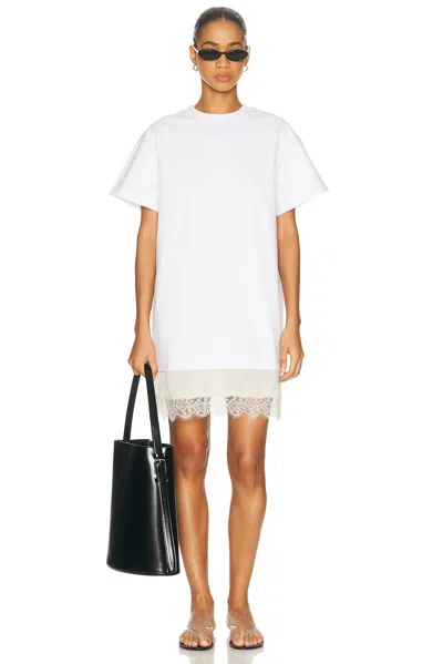 Staud Grier Silk And Lace-trimmed Cotton-jersey Mini Dress In White