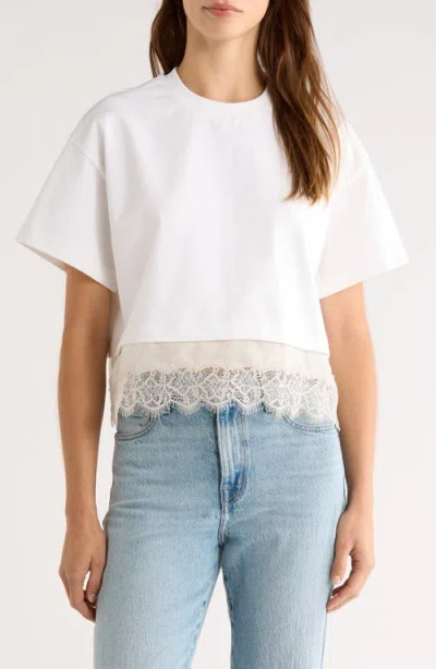 Staud Grier Lace Trim Top In White