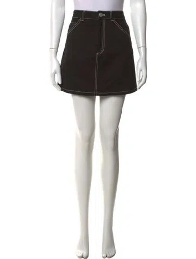 Pre-owned Staud Grosgrain Trim Mini Skirt In Black