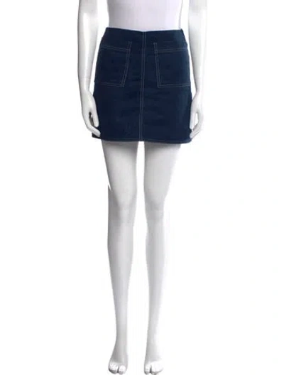 Pre-owned Staud Grosgrain Trim Mini Skirt In Blue