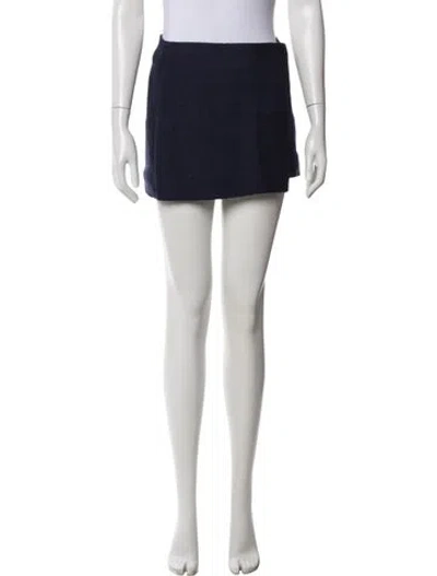 Pre-owned Staud Grosgrain Trim Mini Skirt In Blue