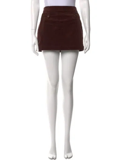 Pre-owned Staud Grosgrain Trim Mini Skirt In Brown