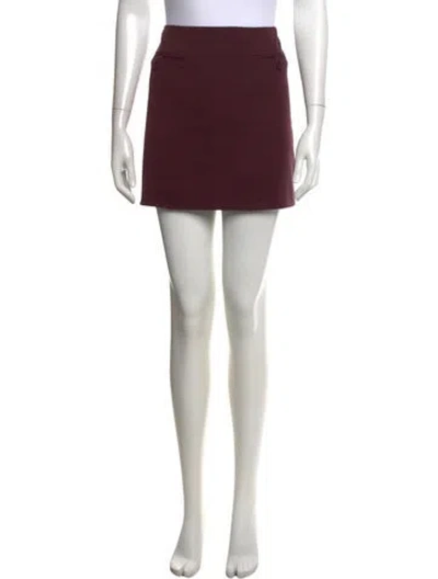 Pre-owned Staud Grosgrain Trim Mini Skirt In Burgundy