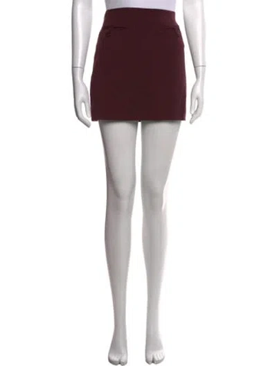 Pre-owned Staud Grosgrain Trim Mini Skirt In Burgundy