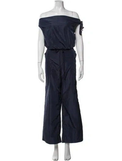 Pre-owned Staud Grosgrain Trim Pant Set In Blue
