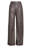 Staud Gus Leather Pants In Earth