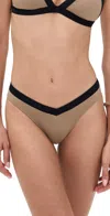 Staud Gwen Bikini Bottoms Taupe/black