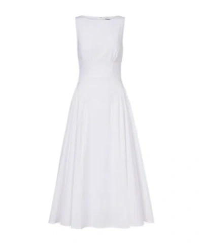 Staud Gwen Cotton Poplin Midi Dress In White