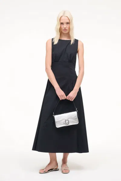 Staud Gwen Cotton Midi Dress In Black