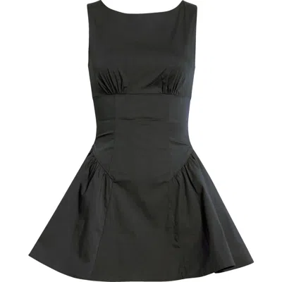 Staud Gwen Flare Minidress In Black