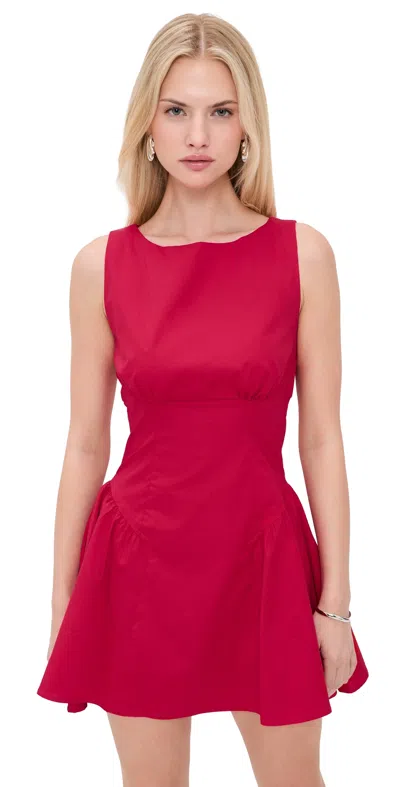 Staud Gwen Paneled Cotton-blend Poplin Mini Dress In Red