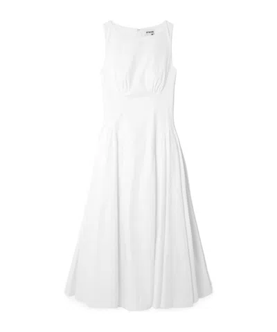 Staud Gwen Paneled Pleated Cotton-blend Poplin Midi Dress In White