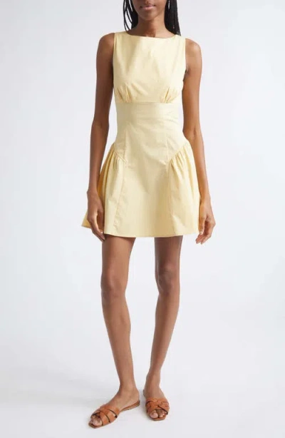 Staud Gwen Paneled Cotton-blend Poplin Mini Dress In Yellow