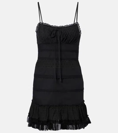 Staud Halie Ruffled Cotton-blend Poplin Minidress In Black