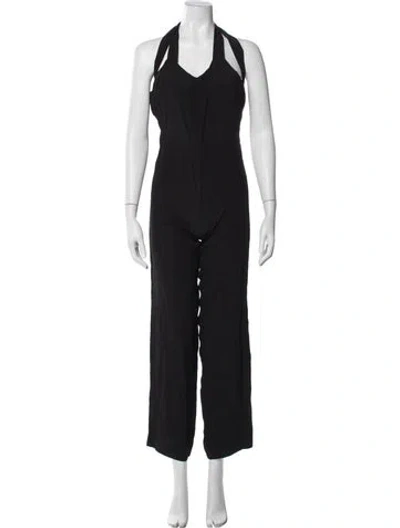 Pre-owned Staud Halterneck Jumpsuit In Black