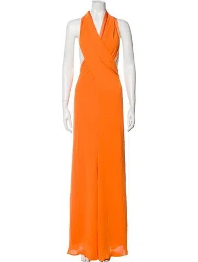 Pre-owned Staud Halterneck Jumpsuit In Orange