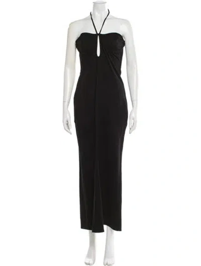 Pre-owned Staud Halterneck Long Dress In Black