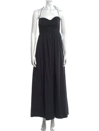 Pre-owned Staud Halterneck Long Dress In Black