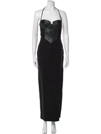 Pre-owned Staud Halterneck Long Dress In Black
