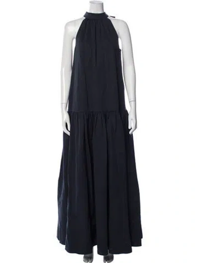 Pre-owned Staud Halterneck Long Dress In Black