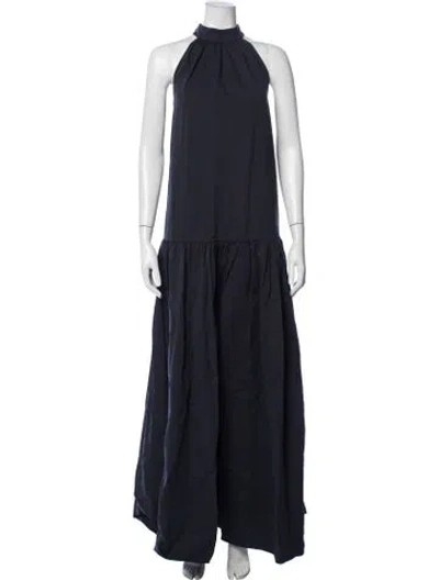 Pre-owned Staud Halterneck Long Dress In Black
