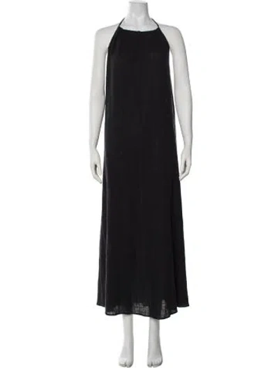 Pre-owned Staud Halterneck Long Dress In Black